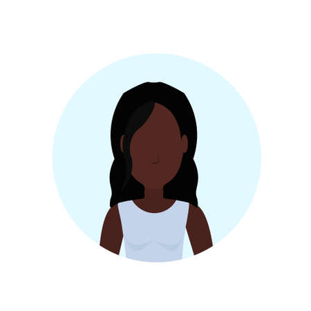 african american woman avatar isolated faceless female cartoon character portrait flat vector illustrationのイラスト素材