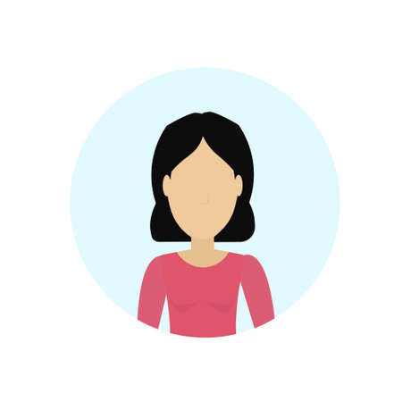 asian woman avatar isolated faceless female cartoon character portrait flat vector illustrationのイラスト素材