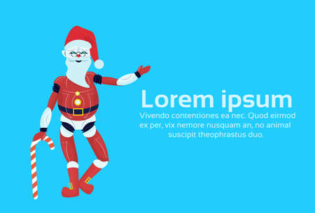 santa claus robot merry christmas happy new year holiday concept flat isolated vector illustrationのイラスト素材