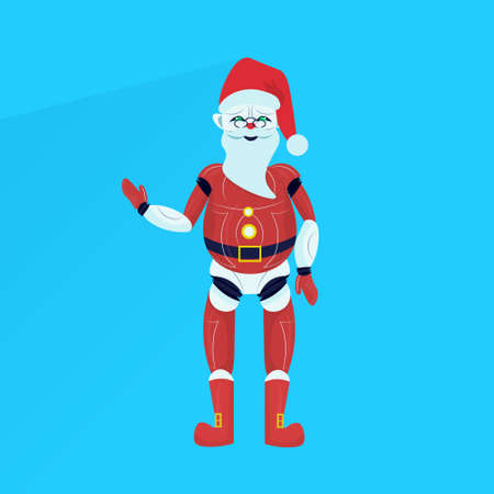 santa claus robot merry christmas happy new year holiday concept flat isolated vector illustrationのイラスト素材