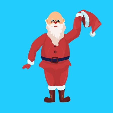 santa claus merry christmas happy new year holiday concept flat isolated vector illustrationのイラスト素材