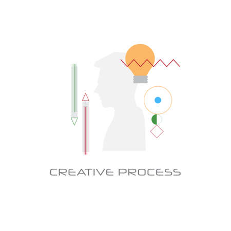 new business idea imagination creative process concept line style isolated vector illustrationのイラスト素材