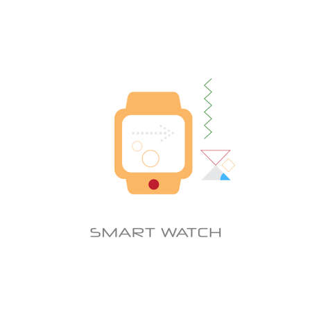 wearable tech smart watch electronic device technology concept line style isolated vector illustrationのイラスト素材