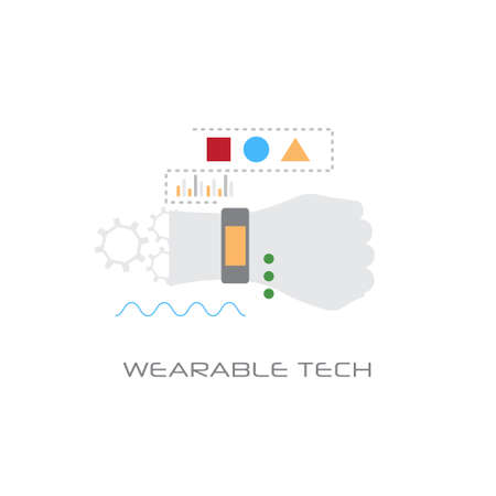wearable tech smart wristband tracker electronic device technology concept line style isolated vector illustrationのイラスト素材