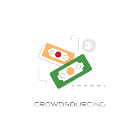 crowdsourcing business recources concept line style isolated vector illustrationのイラスト素材