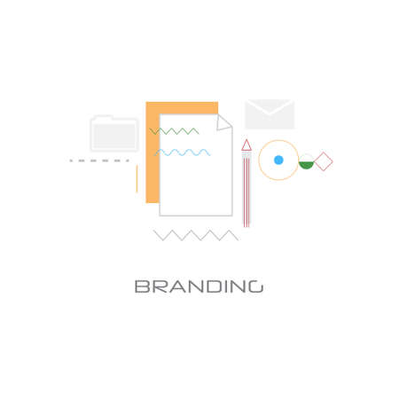 new startup business project development branding concept line style isolated vector illustrationのイラスト素材