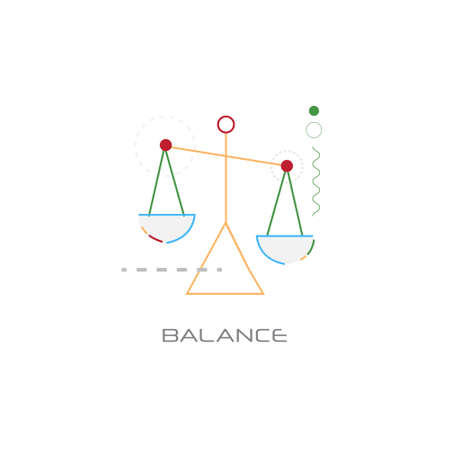 business stability success balance scale icon economy concept line style isolated vector illustrationのイラスト素材