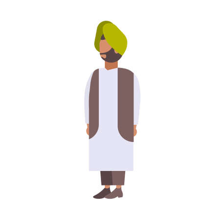 indian man wearing traditional clothes arabic businessman national costume male cartoon character full length flat isolated vector illustrationのイラスト素材