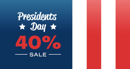 happy presidents day holiday big sale concept american flag colors template with text 40 percent special offer discount flat horizontal vector illustrationのイラスト素材