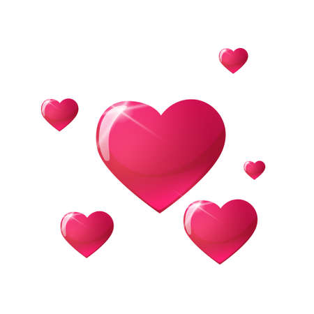 love greeting card happy valentines day holiday concept pink heart shape postcard isolated flat vector illustrationのイラスト素材