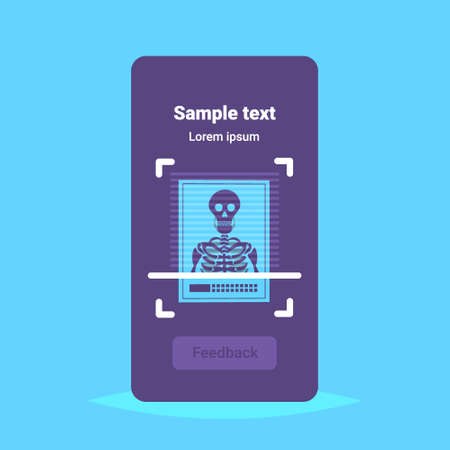 technological machine scanning x-ray photograph recognizing patient radiography intellectual learning system artificial intelligence concept flat copy space vector illustrationのイラスト素材