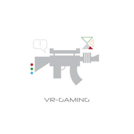 virtual reality gaming weapon vr digital visual technology line style white background vector illustrationのイラスト素材