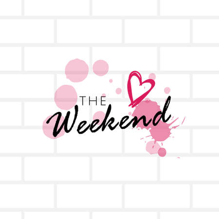 the weekend oncept calligraphy lettering poster gray bricks background sketch vector illustrationのイラスト素材