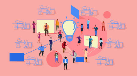 businesspeople group meeting brainstorming process mix race business people team thinking new...