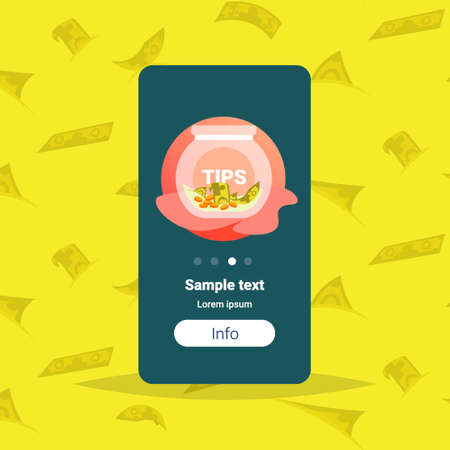 glass jar with coins and banknotes money bank tip box tips concept cash savings flat copy space vector illustrationのイラスト素材