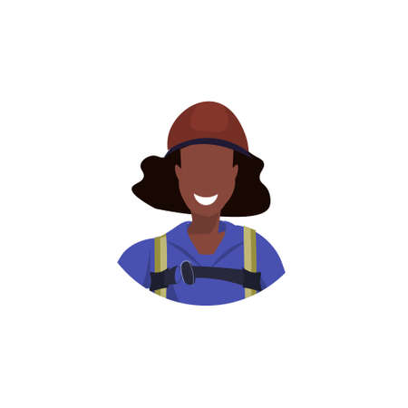 african american woman face avatar industrial climber in uniform professional occupation concept female cartoon character portrait flat white background vector illustrationのイラスト素材