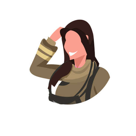 firewoman in uniform face avatar woman fire fighter professional occupation concept fire station worker female cartoon character portrait flat white background vector illustrationのイラスト素材
