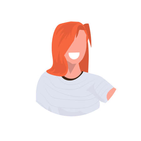 attractive businesswoman face avatar smiling redhead business woman office worker female cartoon character portrait flat white background vector illustrationのイラスト素材
