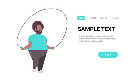 Fat Obese Man Doing Exercises With Jumping Rope Overweight African American Guy Training Workout Weight Loss Concept Flat White Background Copy Space Horizontal Vector Illustrationのイラスト素材 ストックフォト 写真素材のstock Foto ストックドットフォト