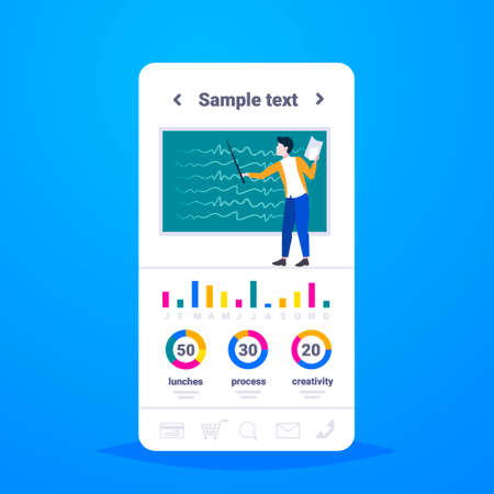 man lecture college teacher holding pointer and paper answer sheet lecturer pointing something on chalkboard education infographic concept full length flat copy space vector illustrationのイラスト素材