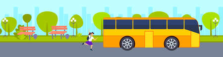 african american teenager running to catch school bus hurry up late concept male student waving hand...