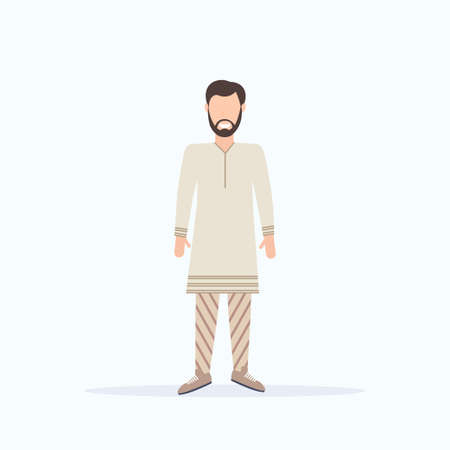 happy casual man standing pose smiling guy wearing trendy clothes male cartoon character full length flat white background vector illustrationのイラスト素材