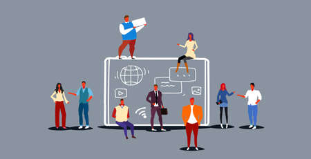 people group using tablet computer social media network communication concept digital device screen...