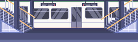 train subway railway underground station empty no people platform city transport concept flat horizontal vector illustrationのイラスト素材