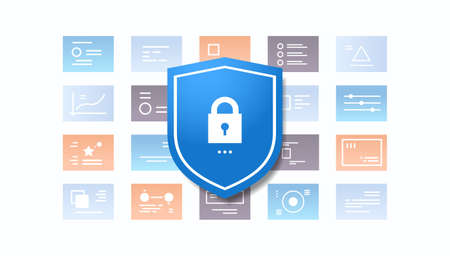 shield with padlock desktop or mobile application user interface software security data protection...