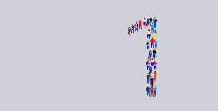 business people crowd gathering in number one 1 shape businesspeople group standing together social...