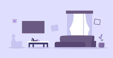 modern living room with furniture empty no people house design home apartment interior sketch doodle horizontal vector illustrationのイラスト素材