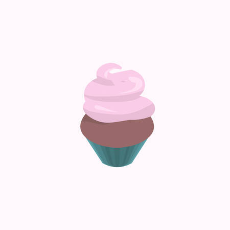 ice cream cupcake tasty muffin cake sweet bakery dessert flat vector illustrationのイラスト素材