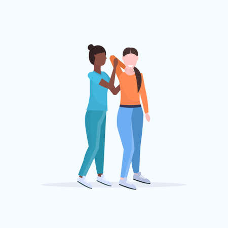 african american masseuse therapist doing healing treatment massaging injured patient manual sport physical therapy rehabilitation concept full length vector illustrationのイラスト素材