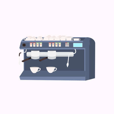 professional metal electric coffee machine modern cafeteria equipment flat vector illustrationのイラスト素材