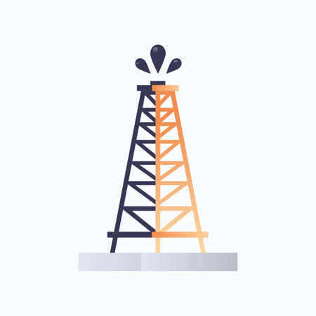 rig drilling platform gusher icon oil industry concept flat white background vector illustrationのイラスト素材