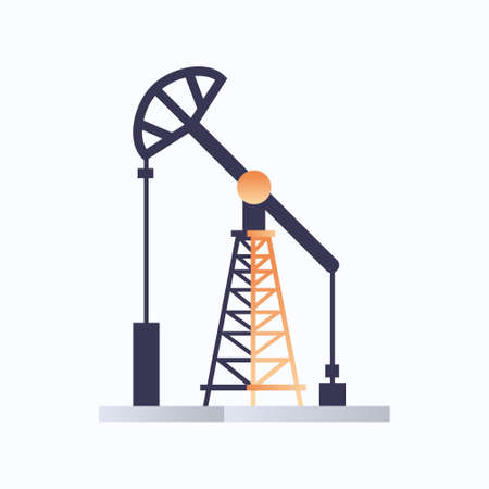 oil pump icon oil industry equipment fossil fuels production concept flat white background vector illustrationのイラスト素材