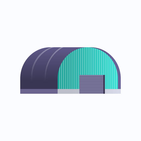 industrial building warehouse hangar icon factory production distribution goods or storage concept white background flat vector illustrationのイラスト素材