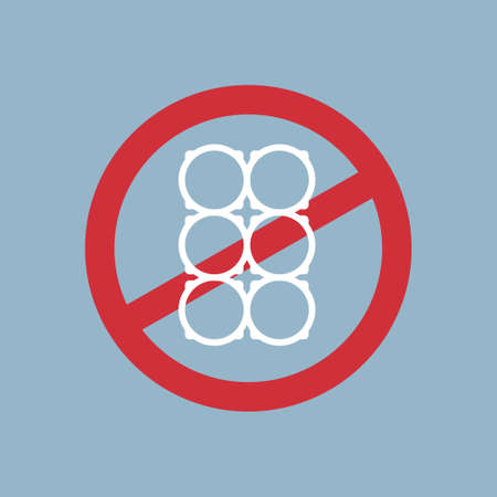 say no to plastic cup holder poster pollution recycling ecology problem save the earth concept ban prohibition sign flat vector illustrationのイラスト素材