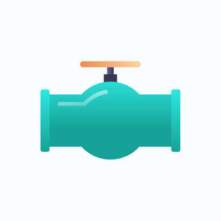 pipe with valve icon gas or oil industry concept flat white background vector illustrationのイラスト素材