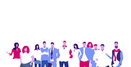 businesspeople group standing together using smartphones business people colleagues successful team concept sketch portrait horizontal vector illustrationのイラスト素材