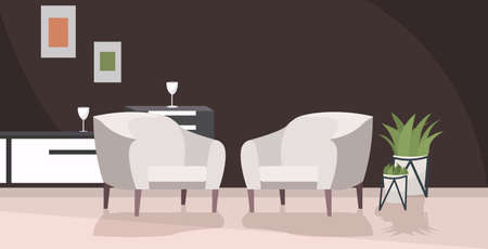 stylish home modern living room interior empty no people house room with furniture flat horizontal vector illustrationのイラスト素材