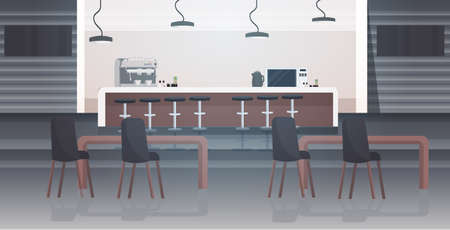 modern cafe interior empty no people restaurant with furniture horizontal vector illustration