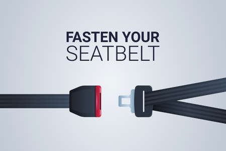fasten your seat belt sign safe trip safety first concept horizontal flat vector illustrationのイラスト素材