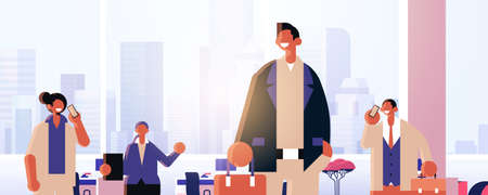 business people team working together men women colleagues having meeting in conference room...