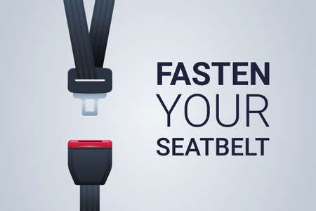 fasten your seat belt poster safe trip safety first concept horizontal flat vector illustrationのイラスト素材