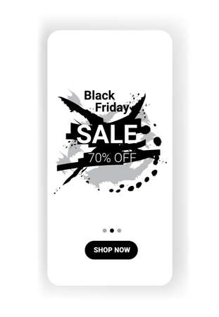 big sale template black friday banner online mobile app special offer promo marketing holiday shopping concept smartphone screen vertical copy space vector illustrationのイラスト素材