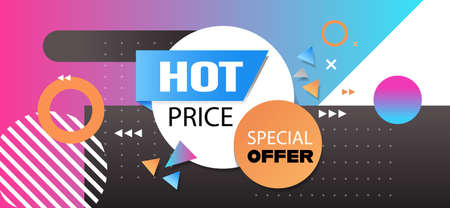 big sale template special offer holiday shopping discount concept horizontal poster in memphis style vector illustrationのイラスト素材