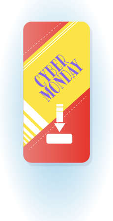 big sale cyber monday sticker special offer promo marketing holiday shopping concept smartphone screen online mobile app advertising campaign banner vertical vector illustrationのイラスト素材