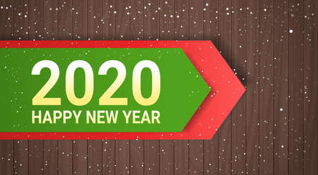 2020 happy new year merry christmas poster holiday celebration concept greeting card flat horizontal vector illustrationのイラスト素材