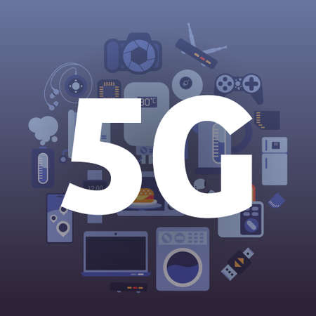 5G online communication digital appliances network wireless technology systems connection concept...